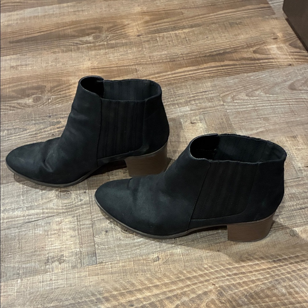 Maurices Black Ankle Booties with Low Block Heel